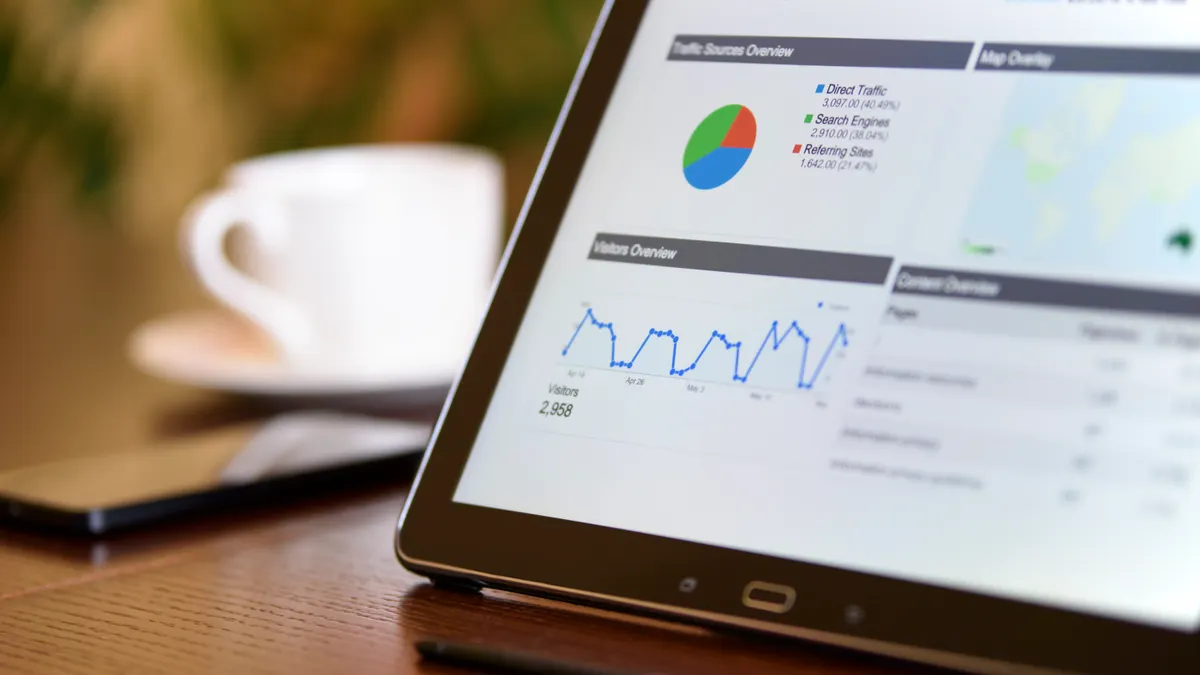 How to measure whether a Bing optimization change worked Tablet displaying analytics charts on a desk