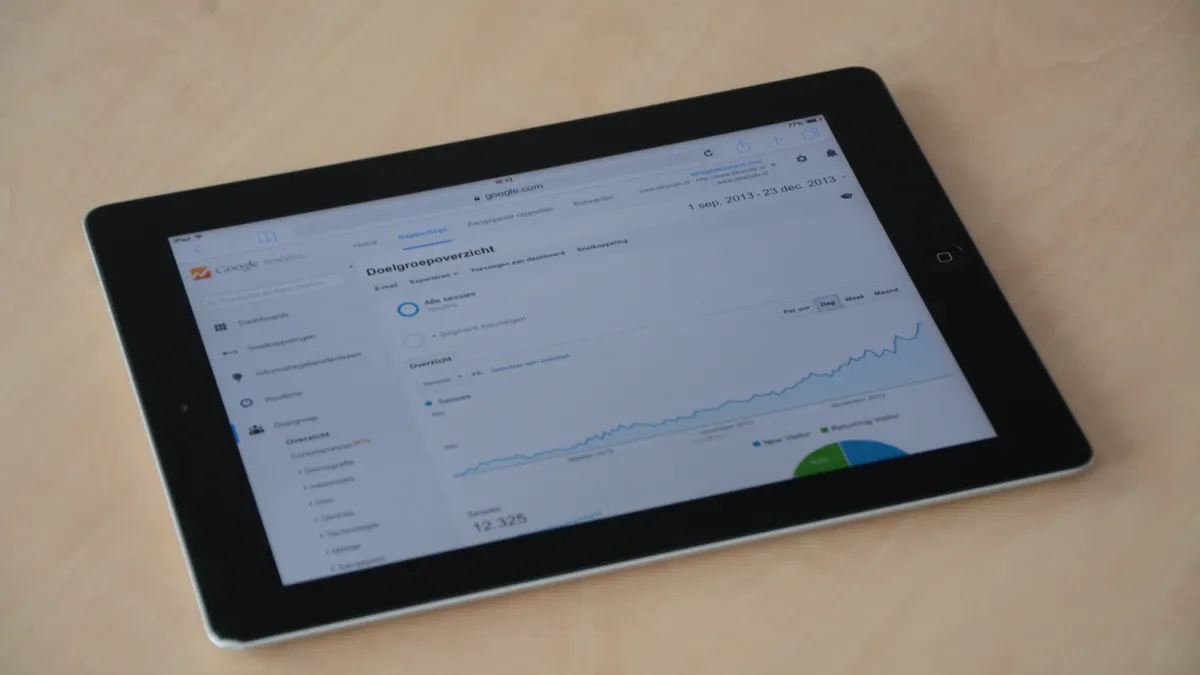 How to measure whether a Bing optimization change worked Tablet showing a reporting dashboard